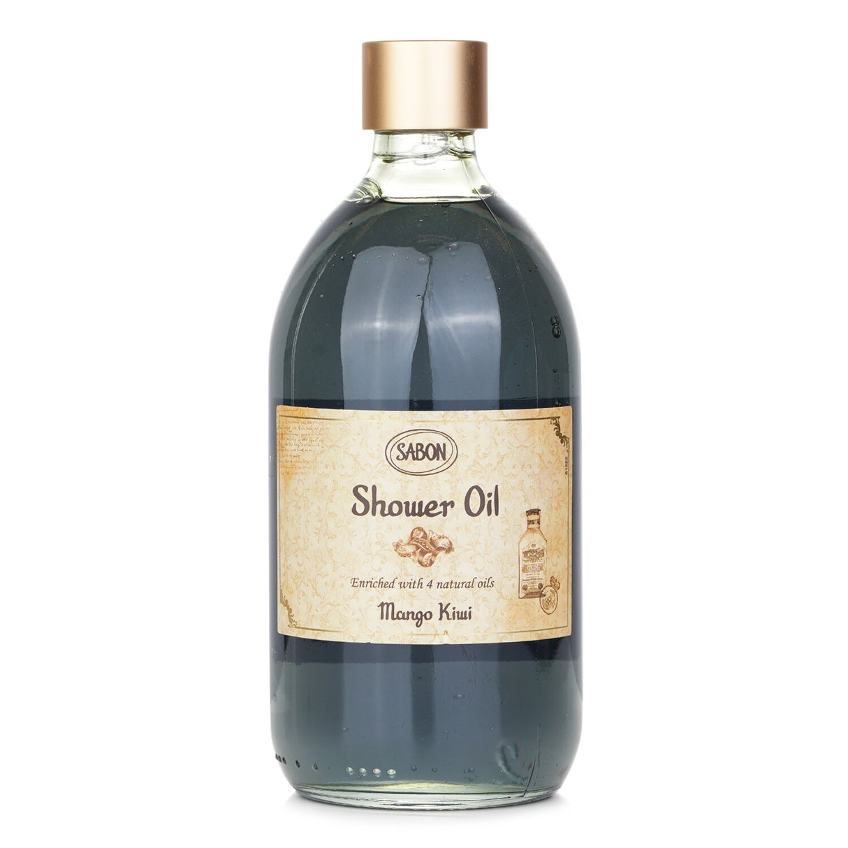 Luxurious Sabon Kiwi Mango Shower Oil, 500ml, nourishes skin with essential oils while providing a refreshing scent.