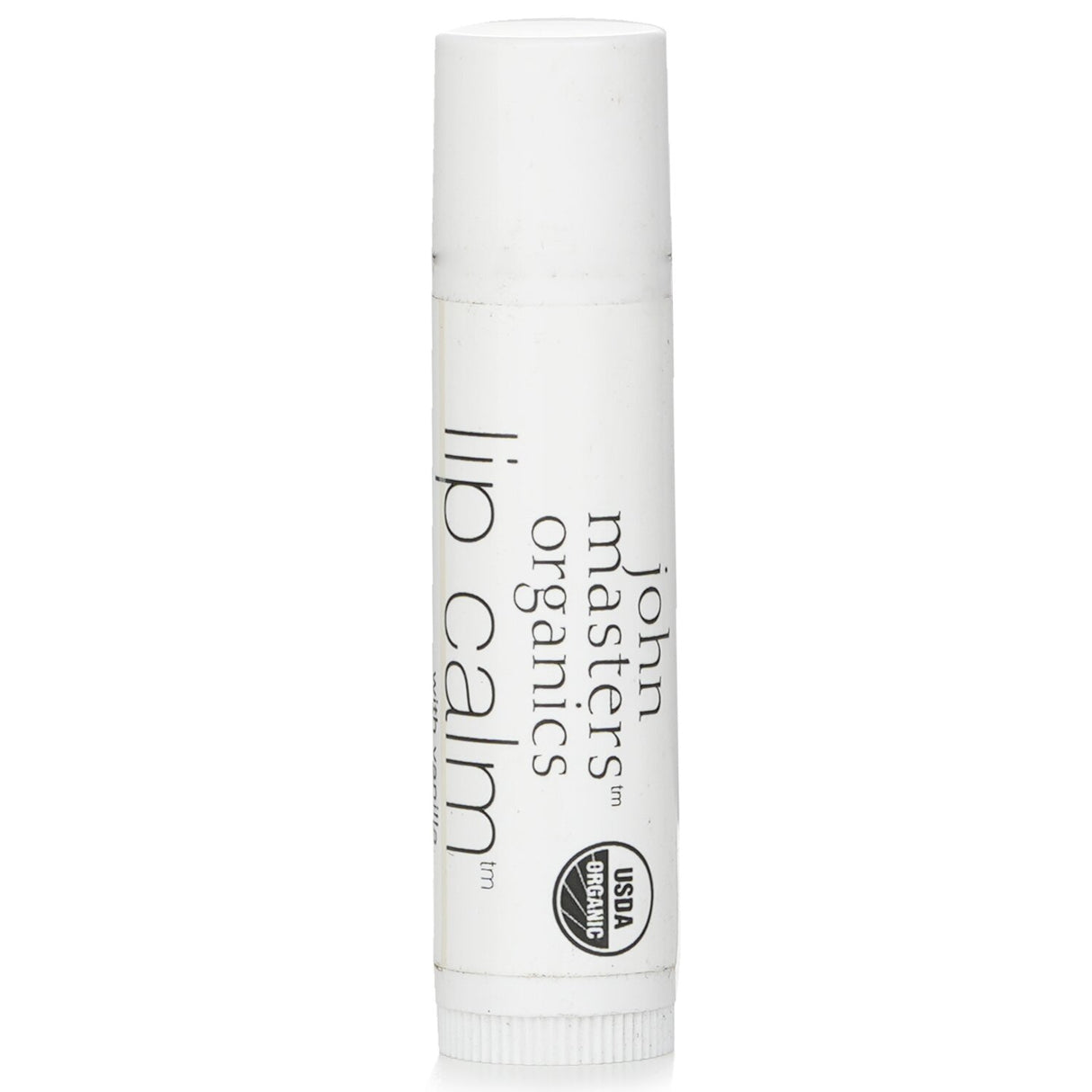 Organic lip balm in vanilla, providing hydration, protection, and a soothing scent for soft, healthy lips.
