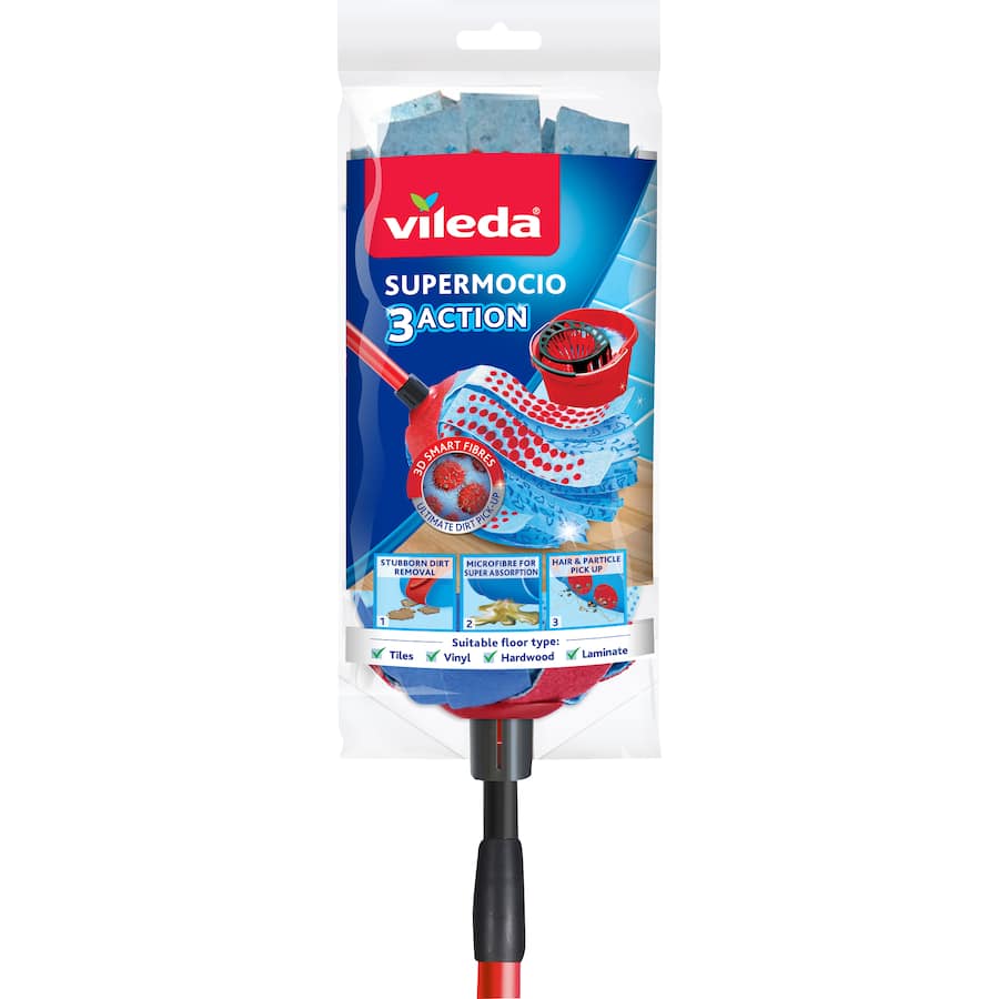 Vileda Supermocio 3 Action Mop With Telescopic Handle - Each
