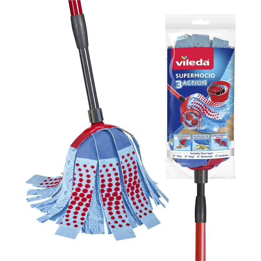 Vileda Supermocio 3 Action Mop With Telescopic Handle - Each