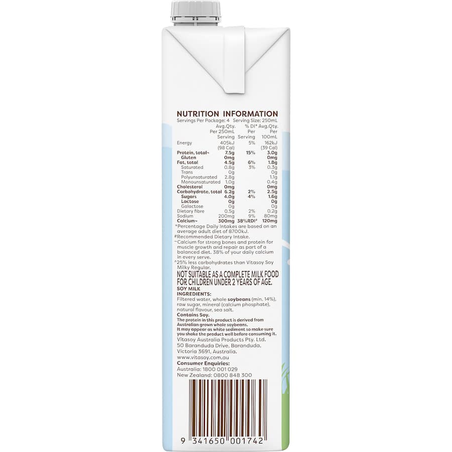 Vitasoy Soy Milk Milky Lite Carton 1L