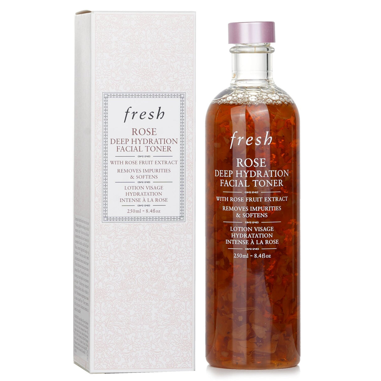 Rose Deep Hydration Facial Toner in 250ml, enriched with rose extract and hyaluronic acid for refreshed, hydrated skin.