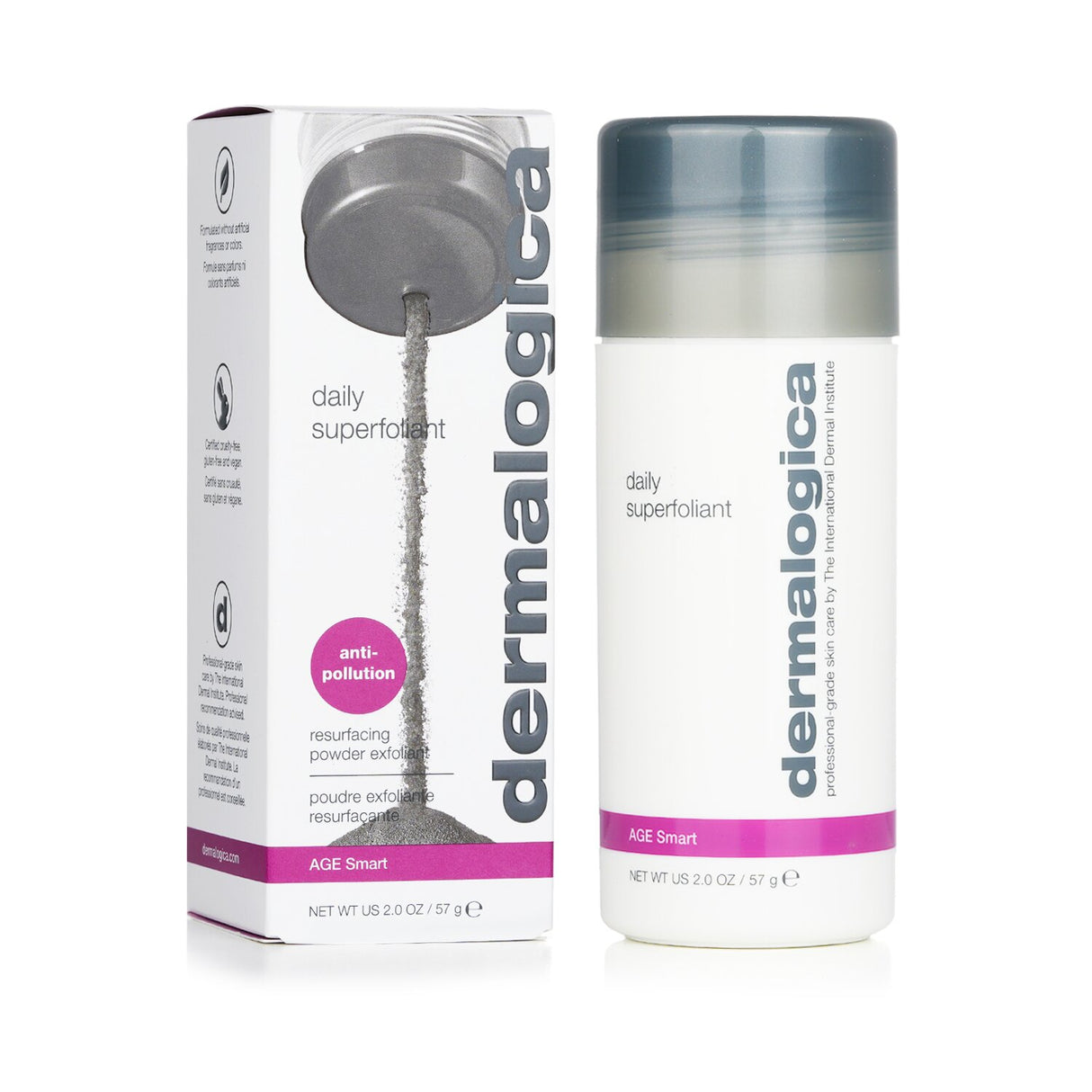Transformative Dermalogica Age Smart Daily Superfoliant, a powder exfoliant with charcoal and enzymes for smooth, radiant skin.