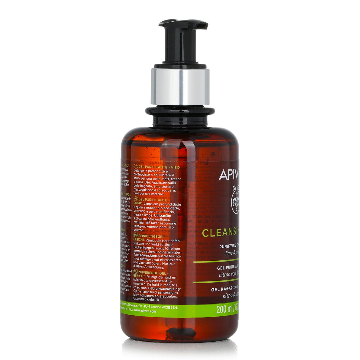 Apivita - Purifying Gel With Propolis & Lime - For Oily/Combination Skin - 200m