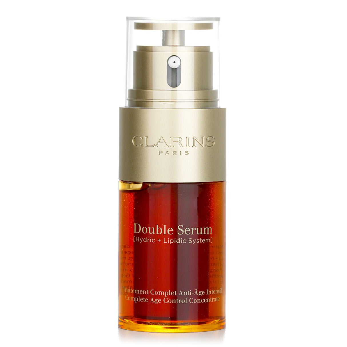 Clarins Double Serum: luxurious anti-aging serum with 20 plant extracts and turmeric for youthful, radiant skin.