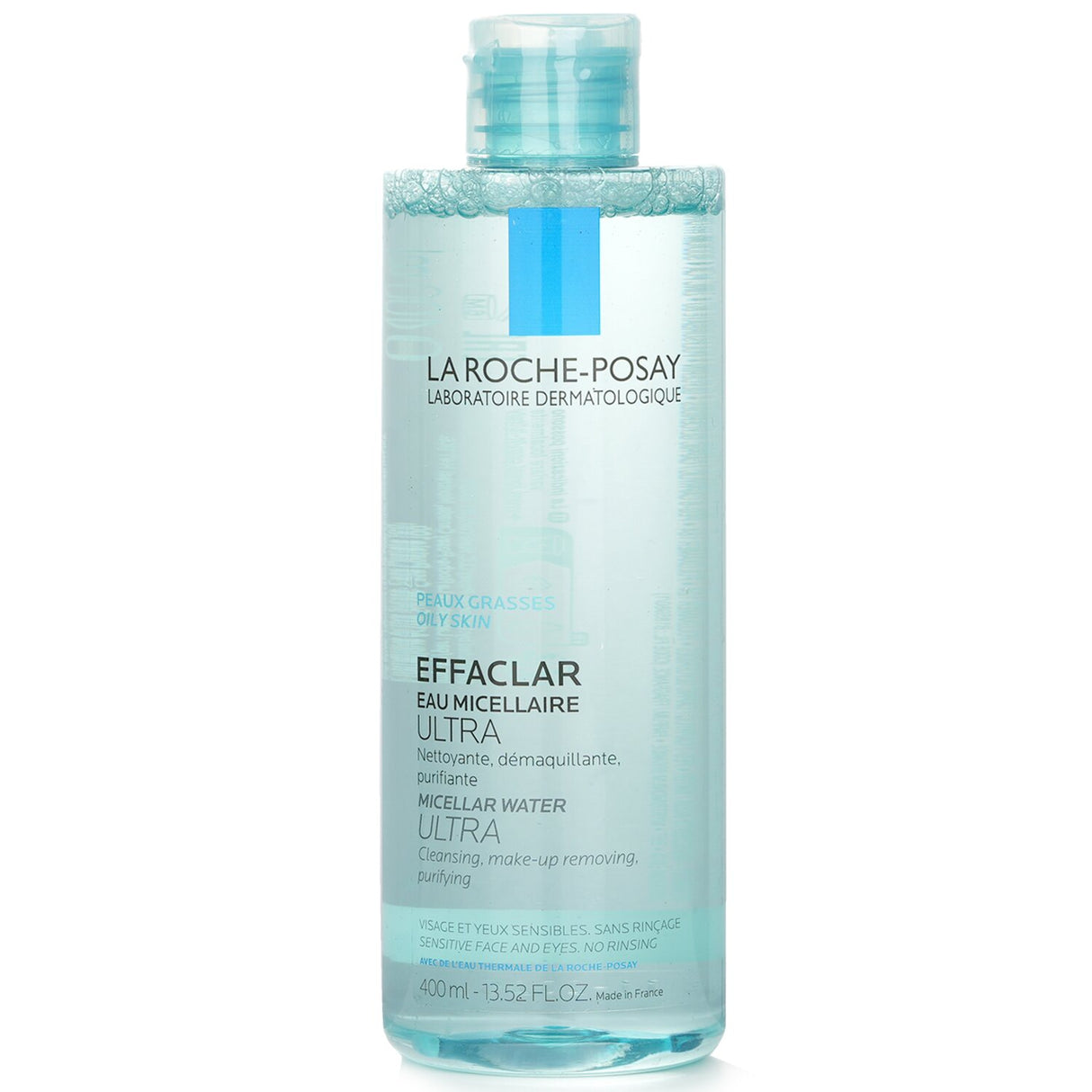 La Roche Posay Effaclar Micellar Water 400ml, a gentle cleanser for oily skin, removes dirt, makeup, and pollution effortlessly.