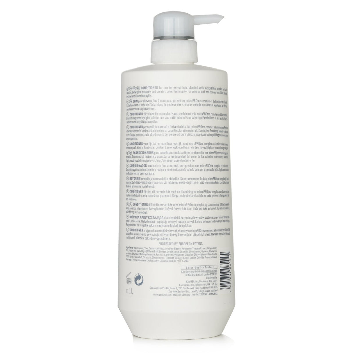 Luxurious Goldwell conditioner for fine to normal hair, enhancing vibrancy, shine, and color protection while reducing fading.