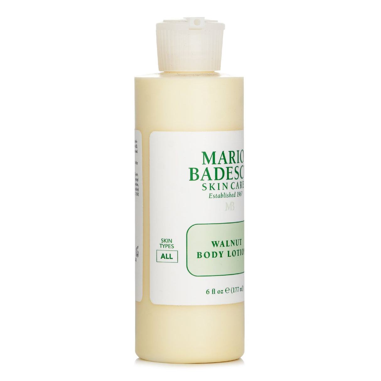 Mario Badescu Walnut Body Lotion in a 177ml bottle, rich and creamy, hydrates all skin types with nourishing walnut oil.