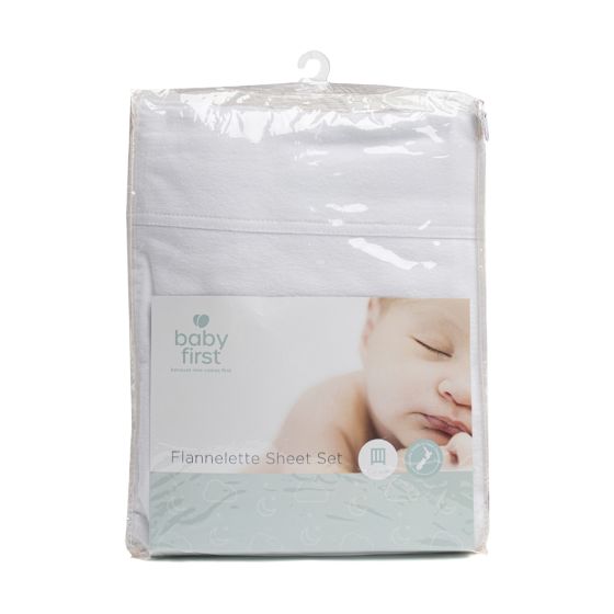 Cot Flannelette Sheet - Set White - Baby First