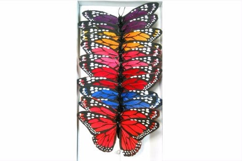 Assorted Monarch Feather Butterfly x 12