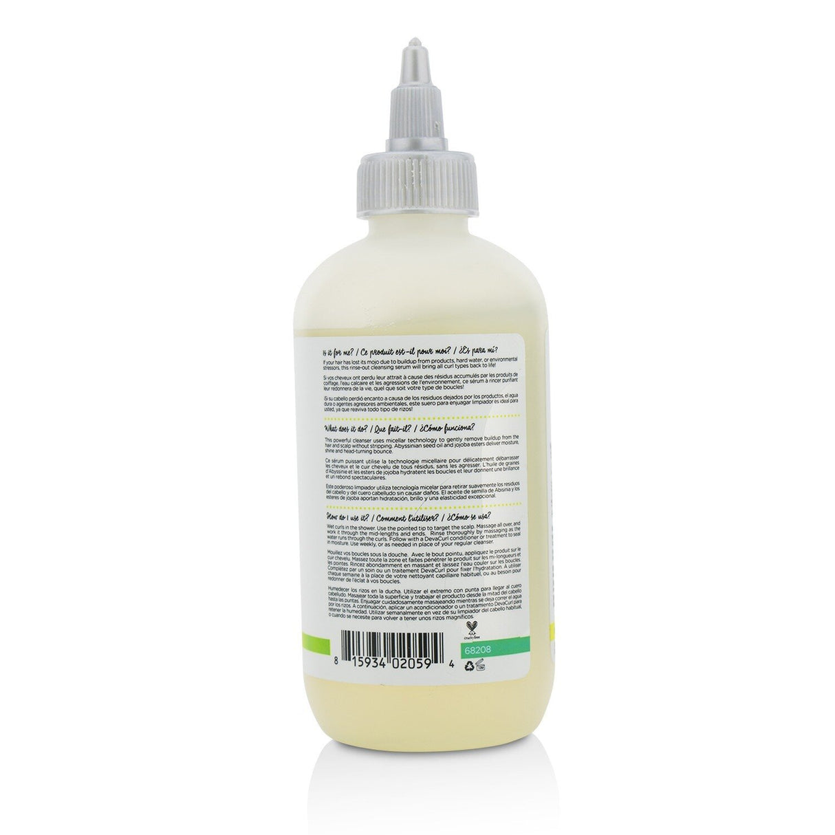 DevaCurl Buildup Buster: Micellar water cleansing serum for all curls, removes buildup while moisturizing with Abyssinian oil.