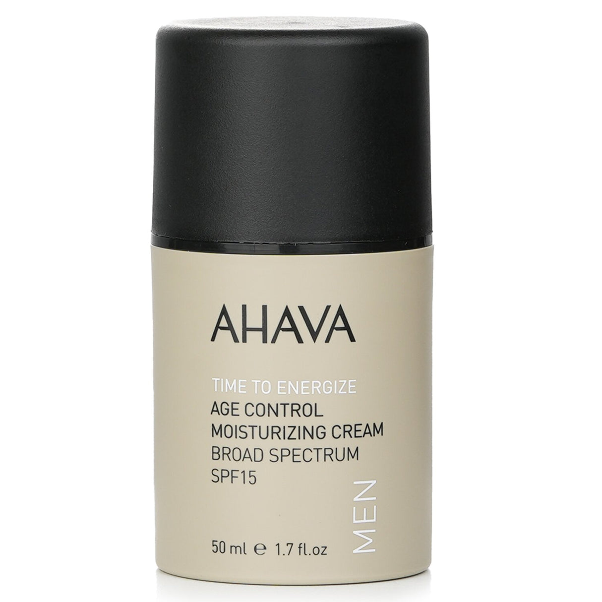 Ahava Age Control Moisturizing Cream SPF 15 for men, hydrates and protects skin, promoting youthful, vibrant appearance.
