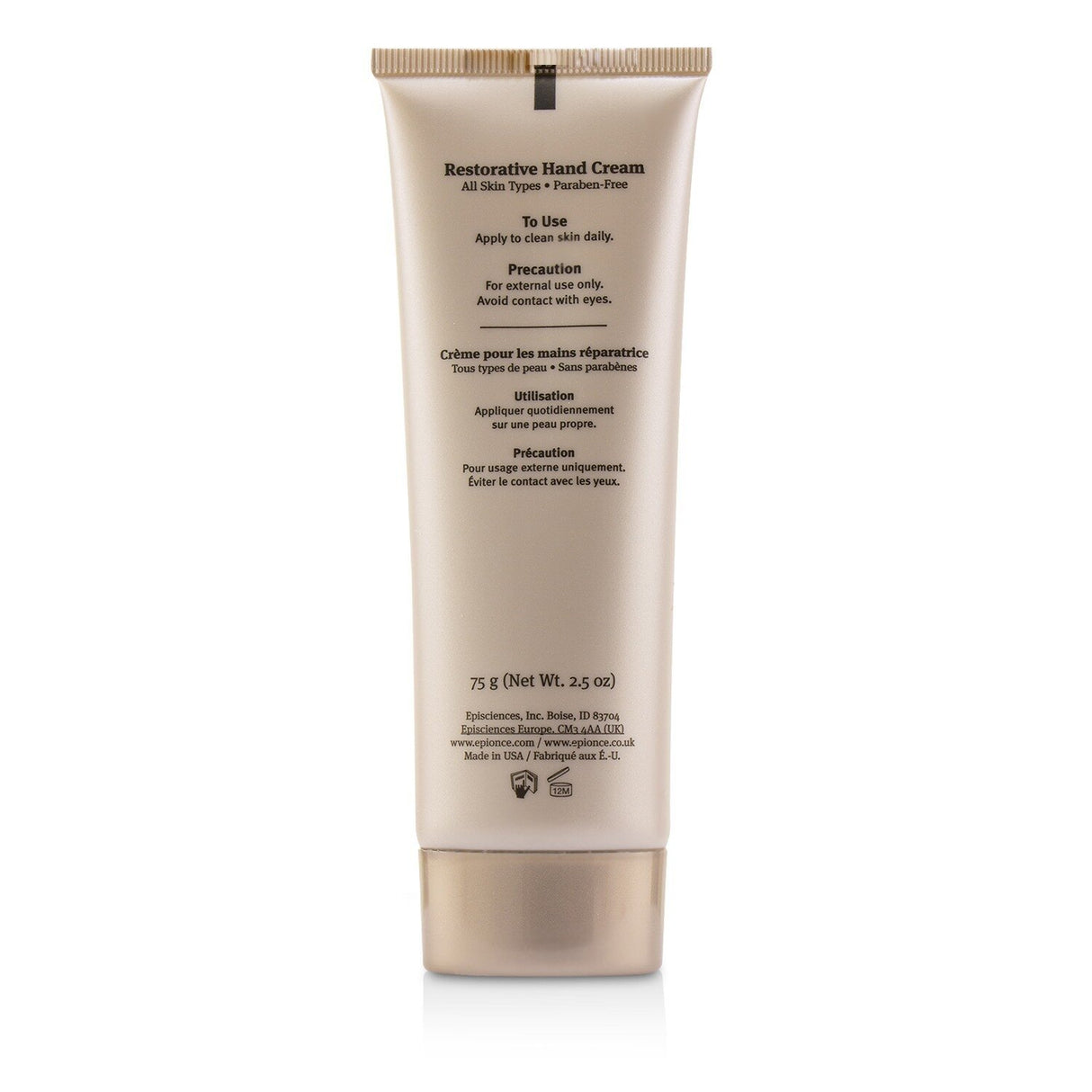 Epionce Restorative Hand Cream in 75g, nourishing with raspberry seed oil for deep hydration and visible anti-aging effects.