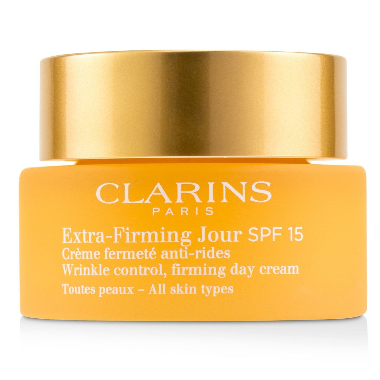 Luxurious day cream from Clarins with Kangaroo Flower extract, SPF 15 protection, reduces wrinkles, and enhances skin radiance.