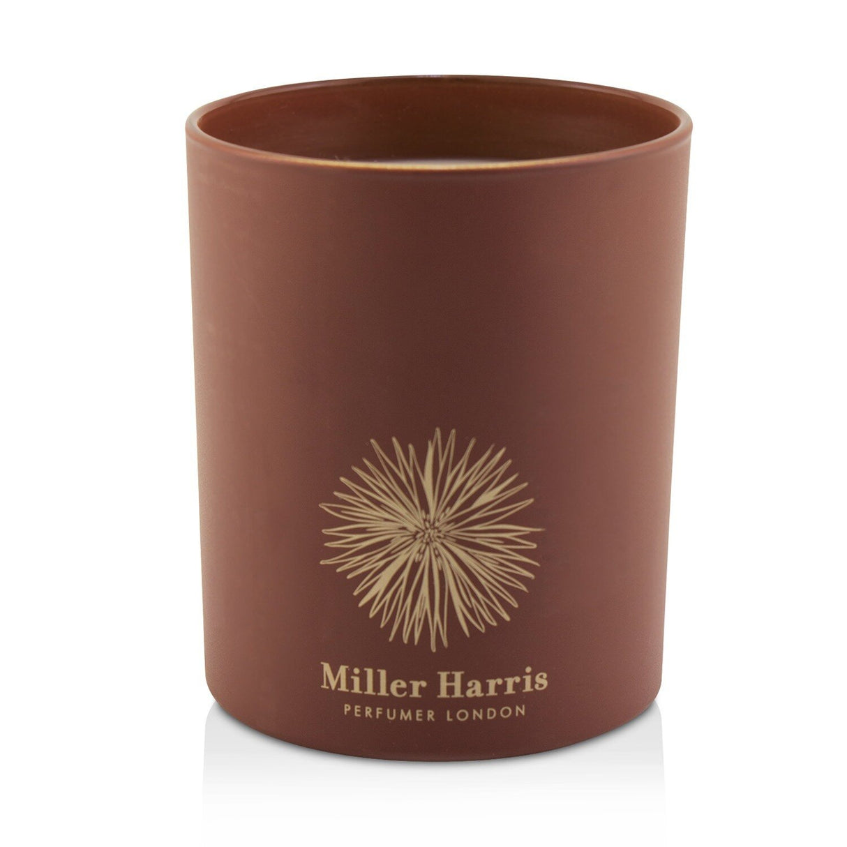 Miller Harris Reine De La Nuit candle, 185g, with a powdery fragrance and 40-hour burn time for a luxurious home ambiance.