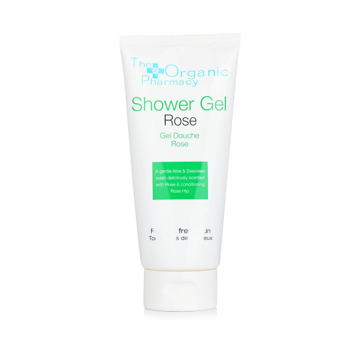 Organic Pharmacy Rose Shower Gel in a 200ml bottle, infused with Persian Rose for a fragrant, moisturizing cleanse.