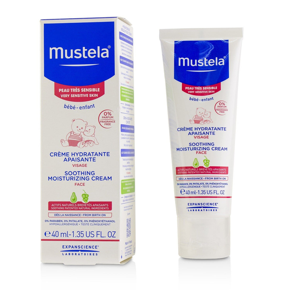 Mustela - Soothing Moisturizing Cream For Face - For Very Sensitive Skin - 40ml