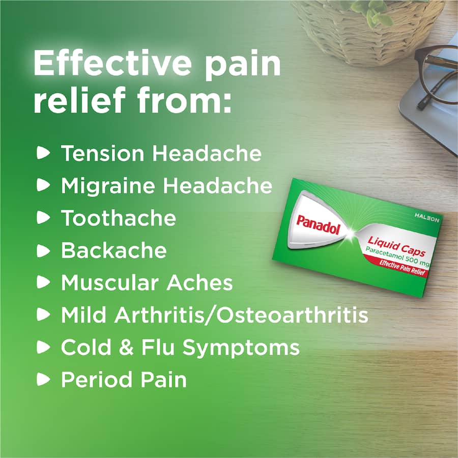 Panadol For Pain Relief Liquid Capsules 20pack