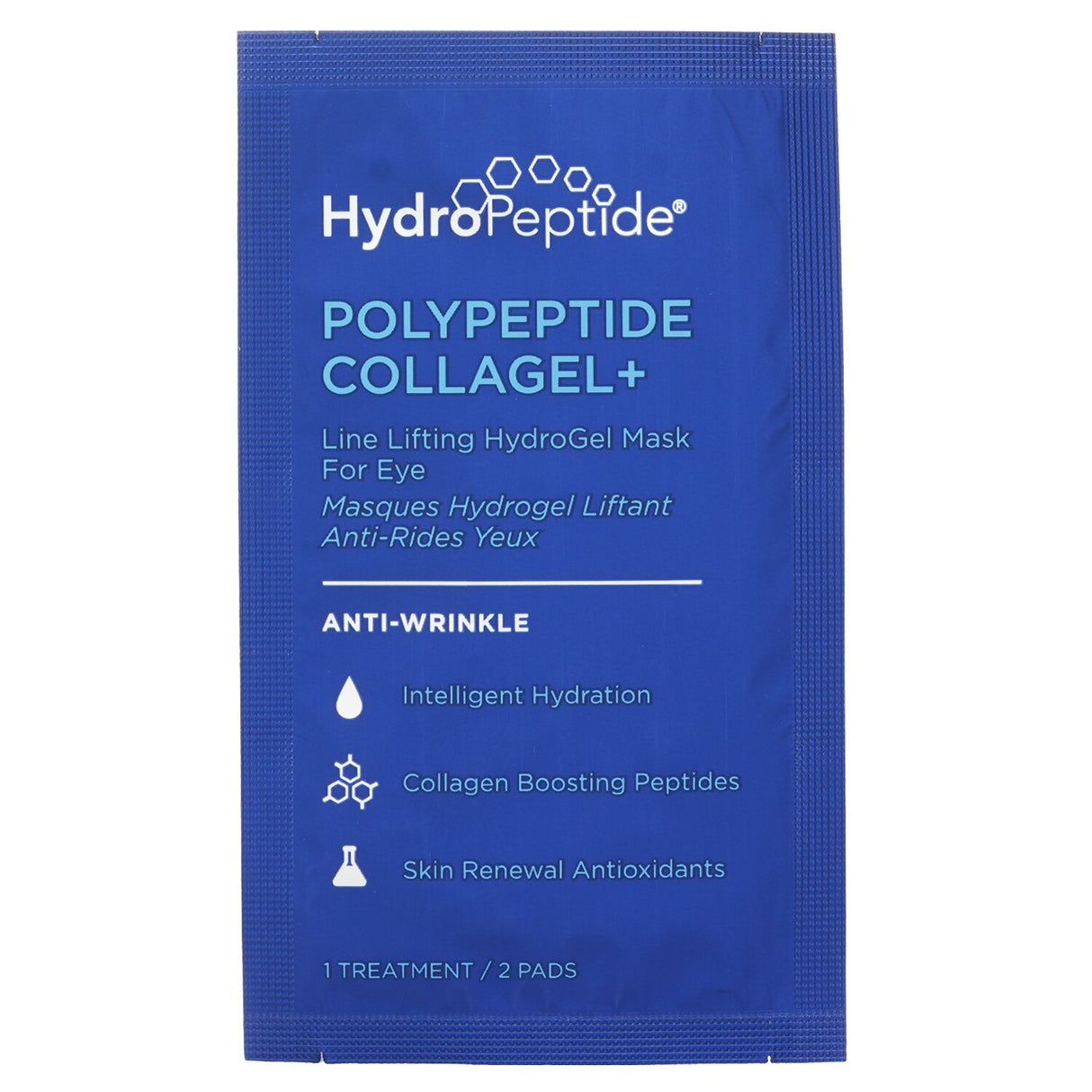 HydroPeptide eye mask with collagen peptides, hydrates and lifts, reducing fine lines and puffiness for youthful-looking eyes.