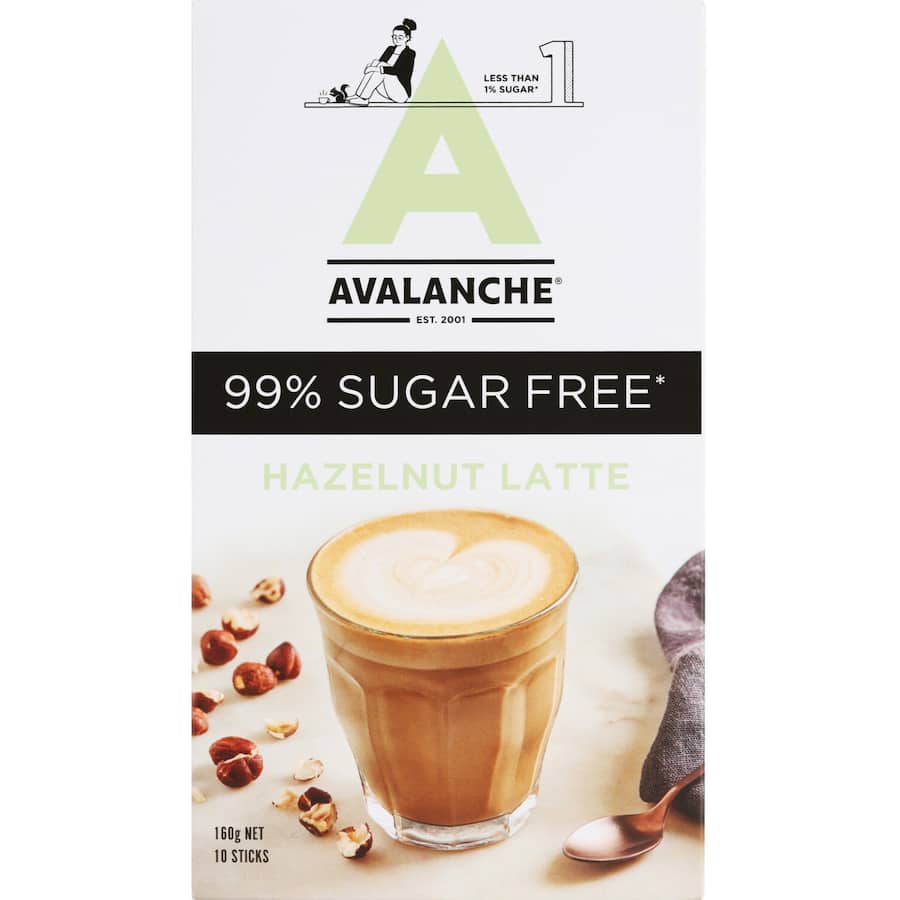 Avalanche Coffee Sachets 99% Sugar Free Hazelnut Latte 10 pack 160g