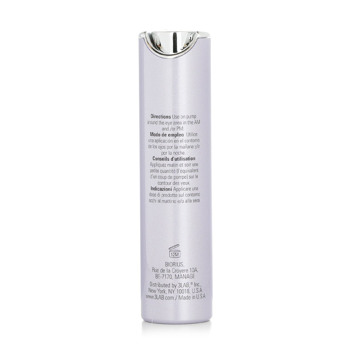 3LAB M Eye Brightening cream in a 15ml tube, designed to brighten, hydrate, and reduce puffiness around the eyes.