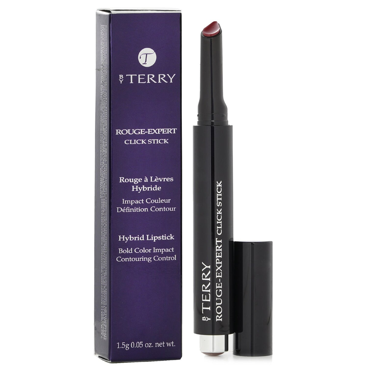 By Terry Rouge Expert Click Stick in Palace Wine, a hybrid lipstick with bold color, creamy texture, and precise applicator tip.
