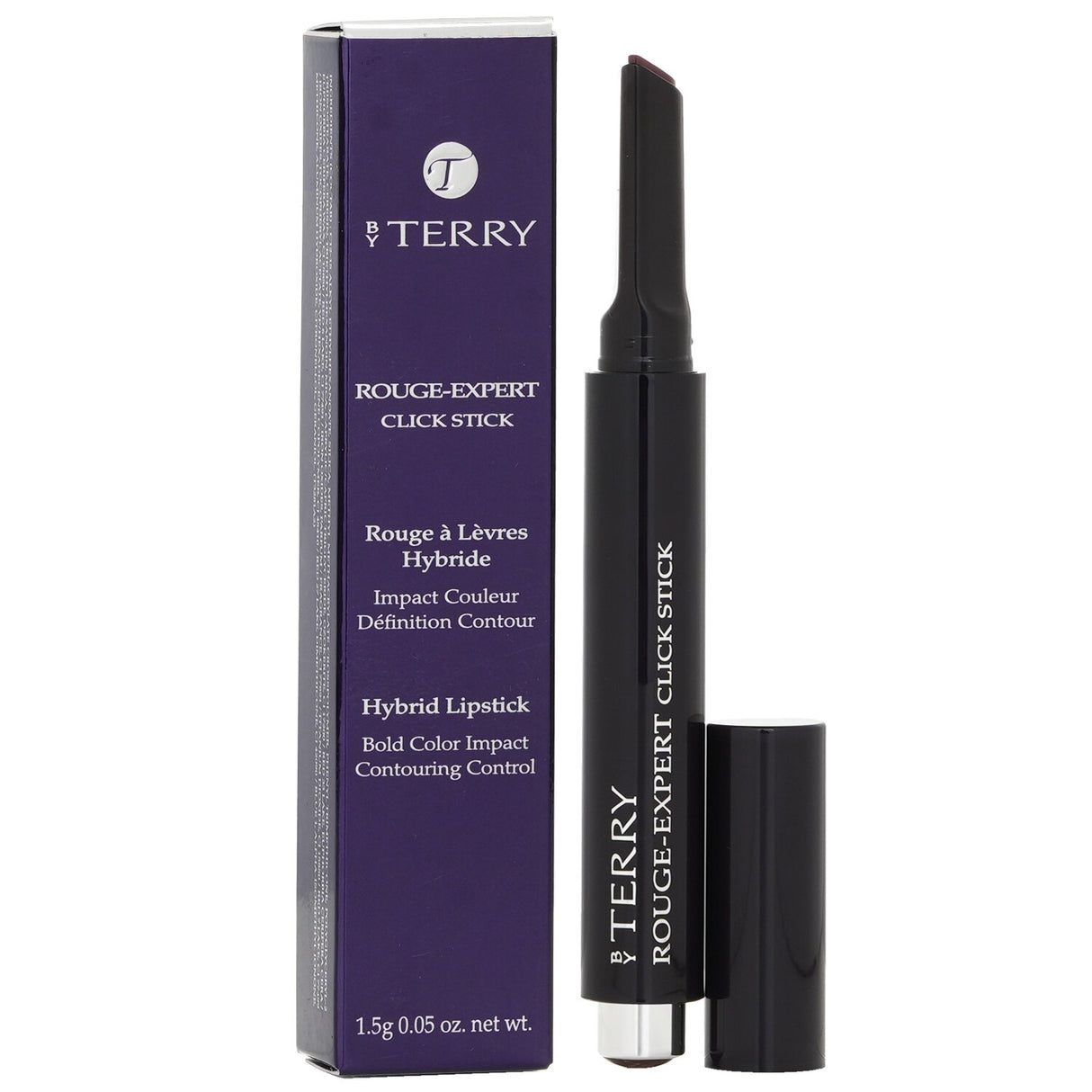 By Terry hybrid lipstick in #25 Dark Purple, featuring creamy texture and ergonomic tip for precise, long-lasting application.