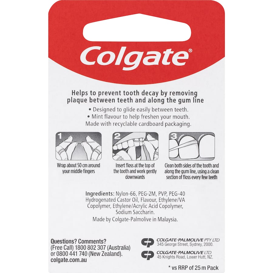 Colgate Dental Floss Mint Waxed 100m