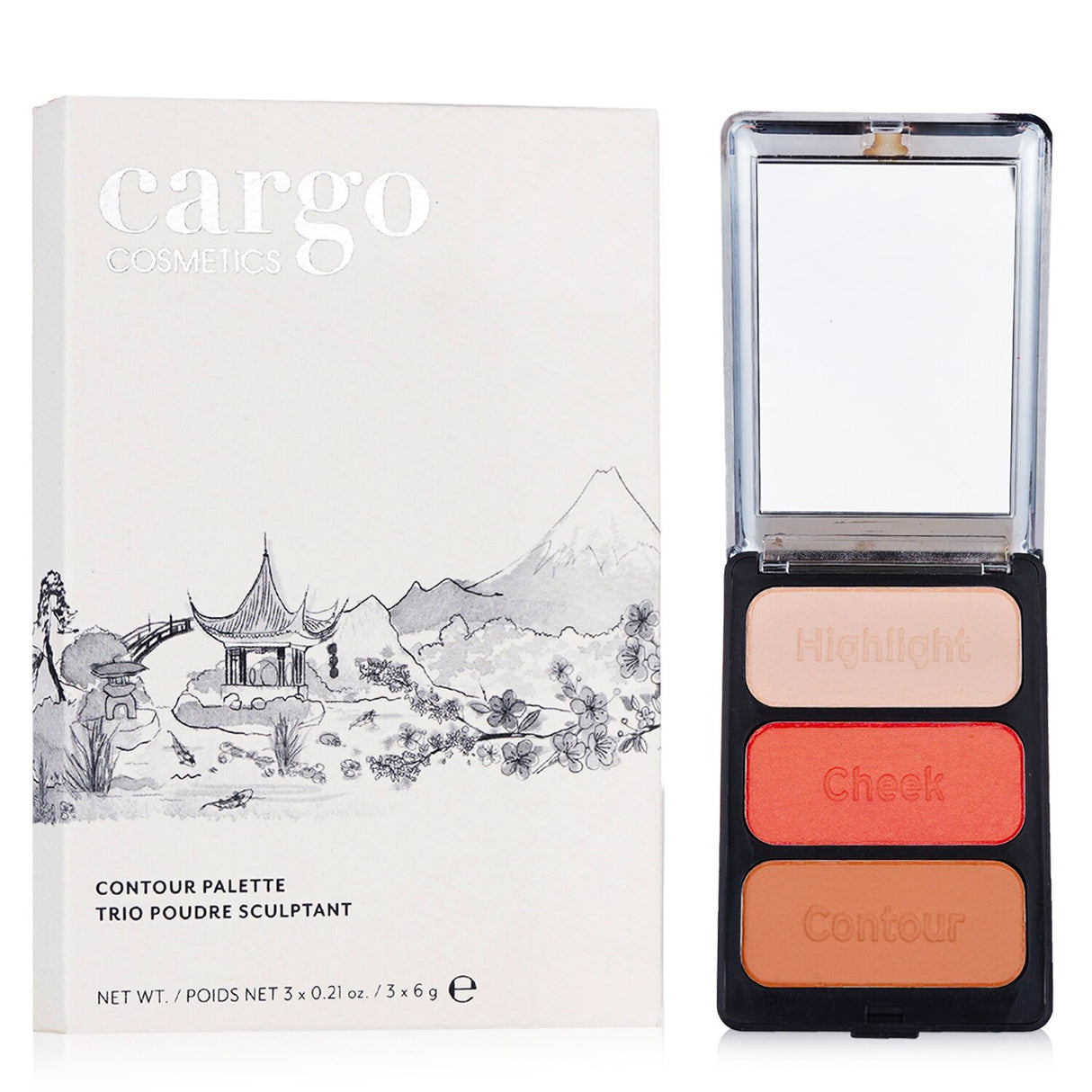 Cargo Contour Palette in #Monaco features three shades for contouring, highlighting, and adding a radiant flush to cheeks.