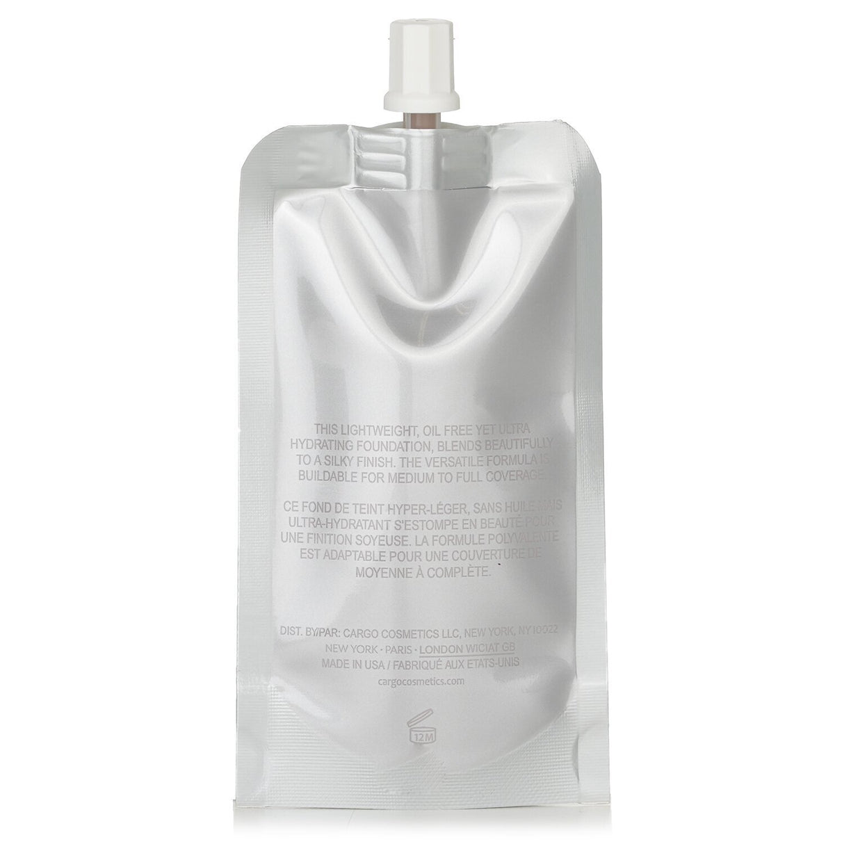 Cargo Liquid Foundation in #60 Creamy Cafe Au Lait, oil-free, hydrating formula for flawless, medium to full coverage.