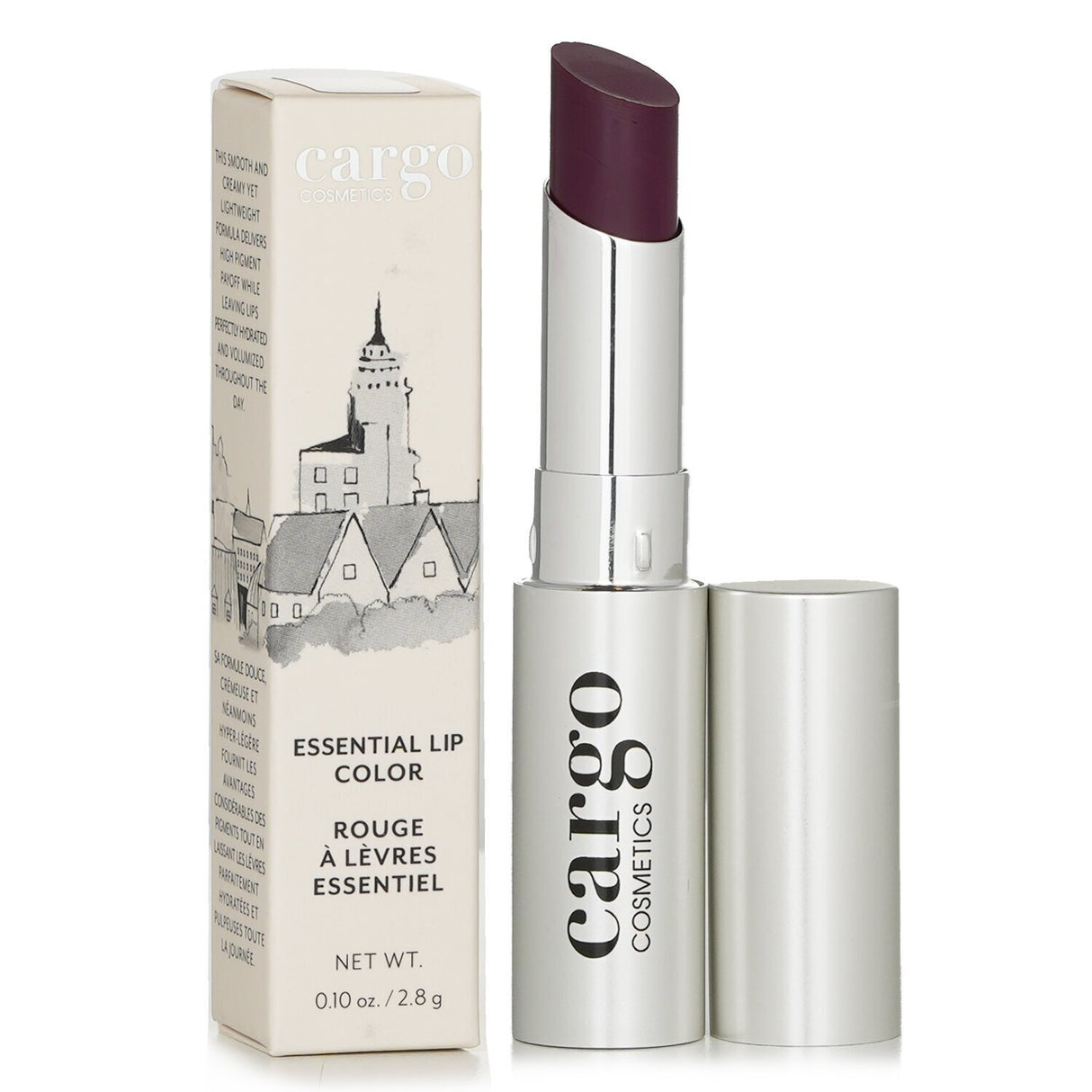 Cargo Essential Lip Color in #Napa (Rich Berry) offers a moisturizing, plumping formula with high pigment for bold, voluminous lips.