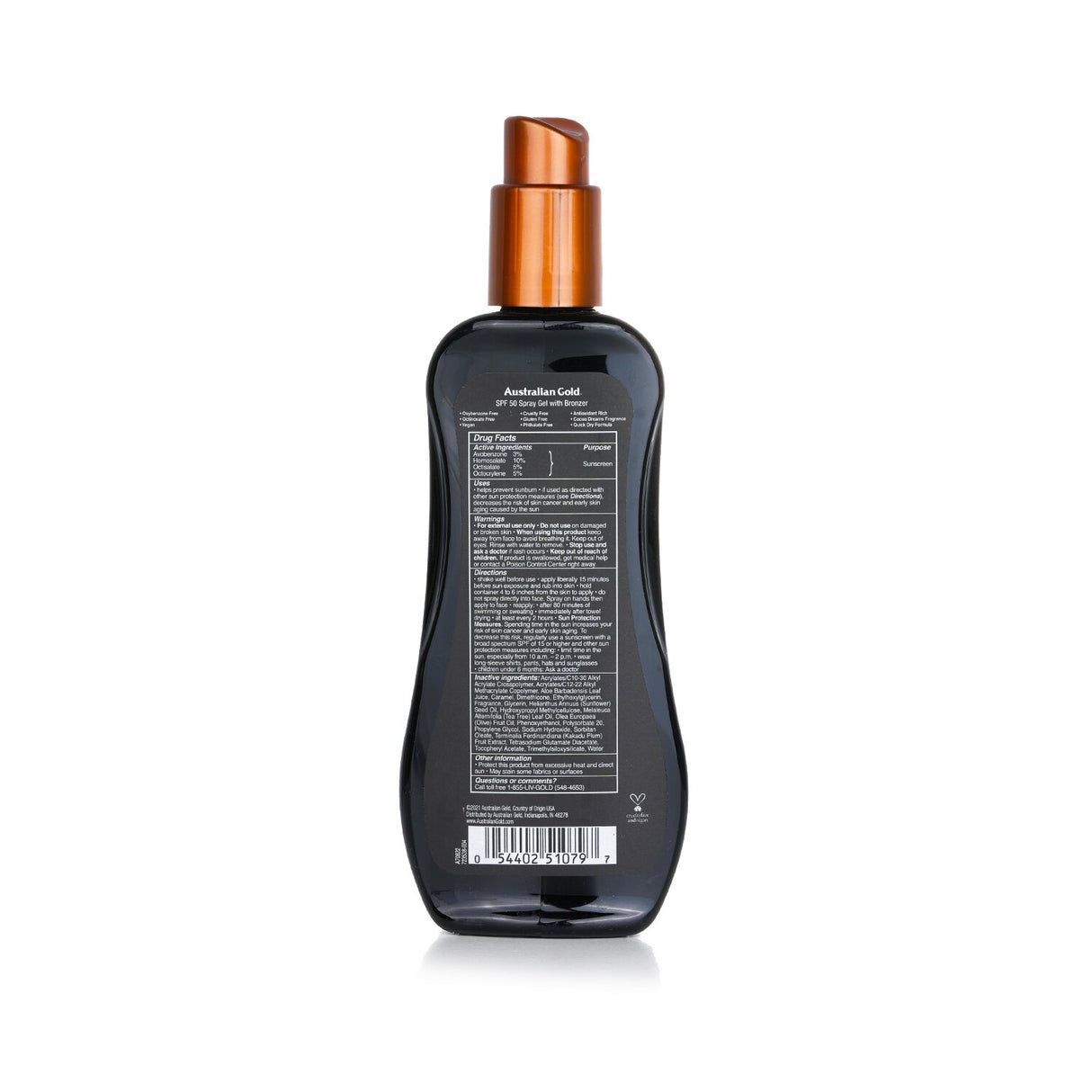 Australian Gold - Spray Gel Sunscreen SPF 50 with Instant Bronzer - 237ml/8oz