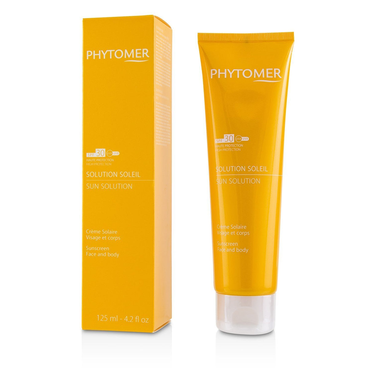 Lightweight sunscreen SPF 30 for face and body, enriched with Vegetal Coral Extract and OLIGOMER for hydration and skin protection.