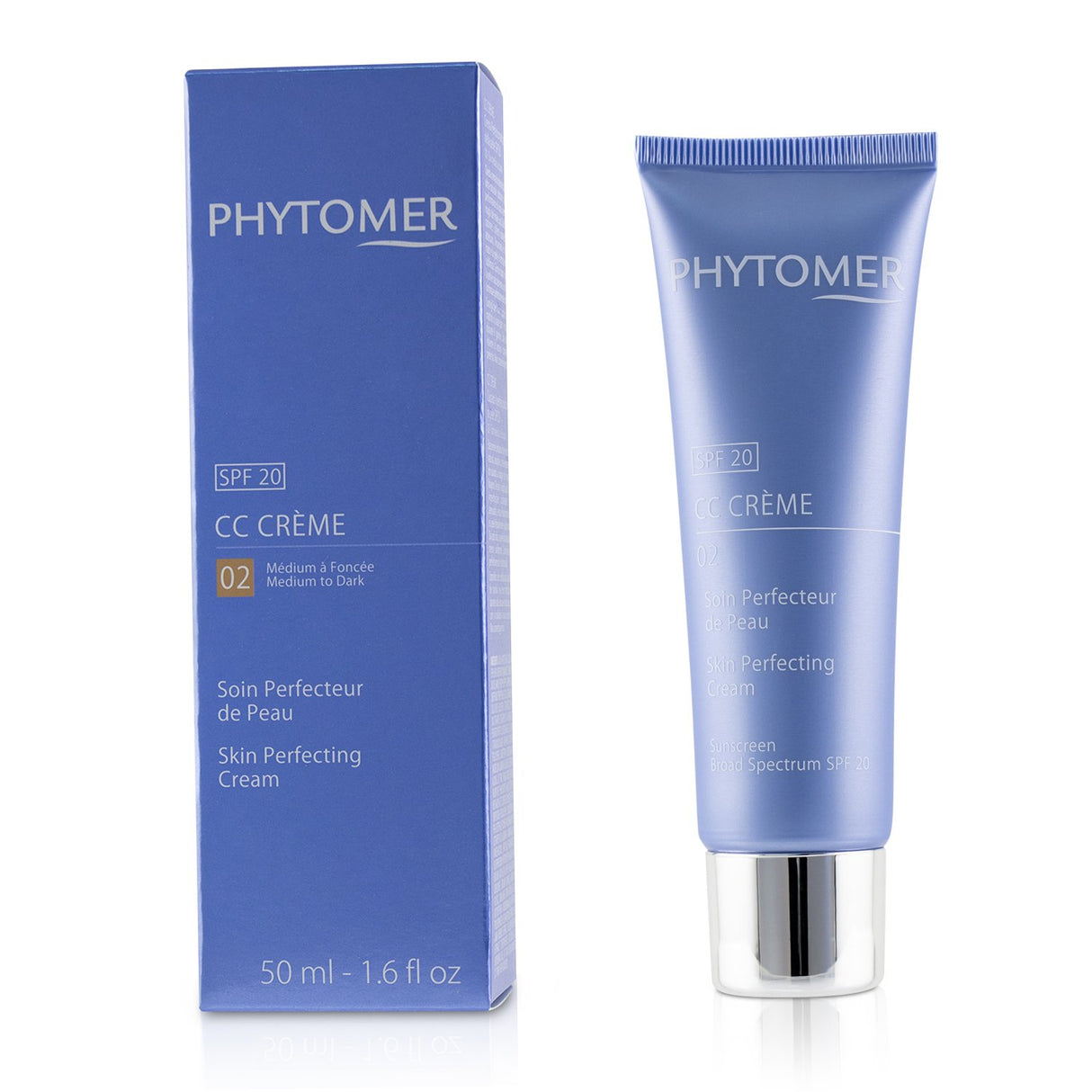 Phytomer CC Creme Skin Perfecting Cream in Medium to Dark, offers hydration, sun protection, and a flawless, radiant finish.