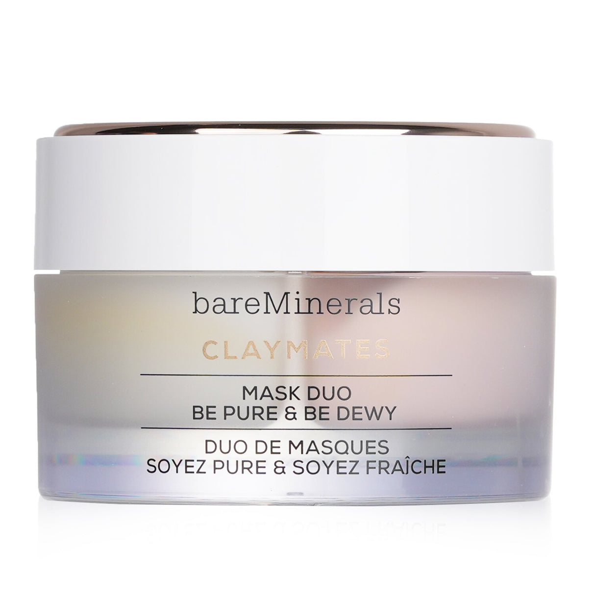 BareMinerals Claymates Be Pure & Be Dewy Mask Duo with white grapefruit and acai berry extracts for deep cleansing and hydration.