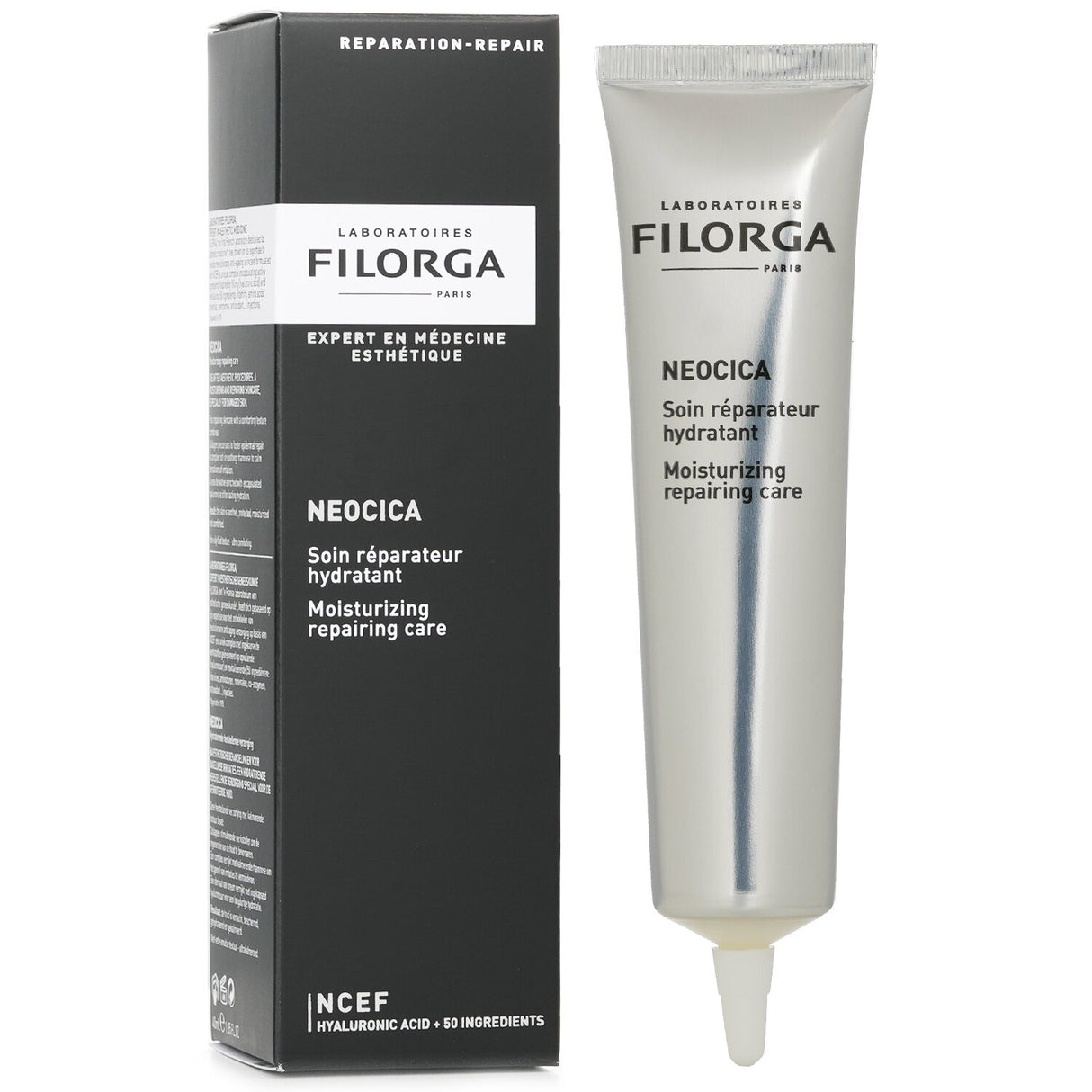 Filorga Neocica 40ml cream for damaged skin, providing deep hydration and calming irritation with a lightweight, non-oily texture.