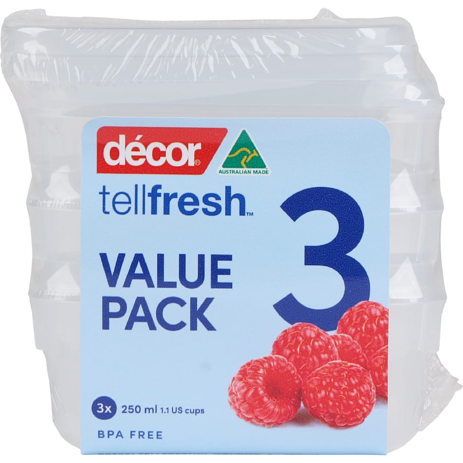 Decor Tellfresh Container Oblong 3 pack 250mL
