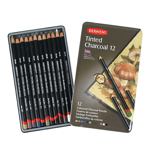 Derwent Tinted Charcoal Pencils Tin 12