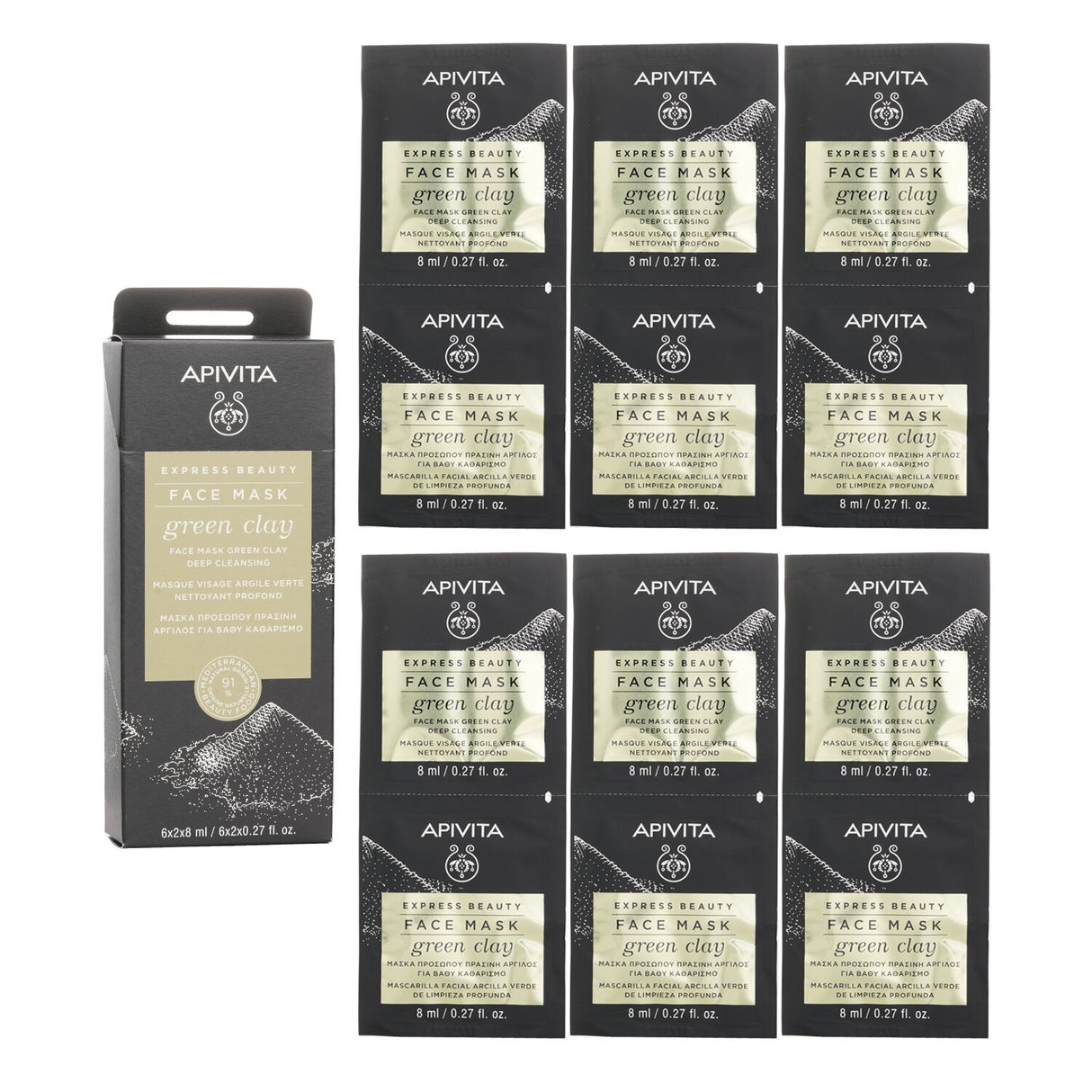 Apivita Express Beauty Face Mask with Green Clay (Deep Cleansing) 6x(2x8ml)