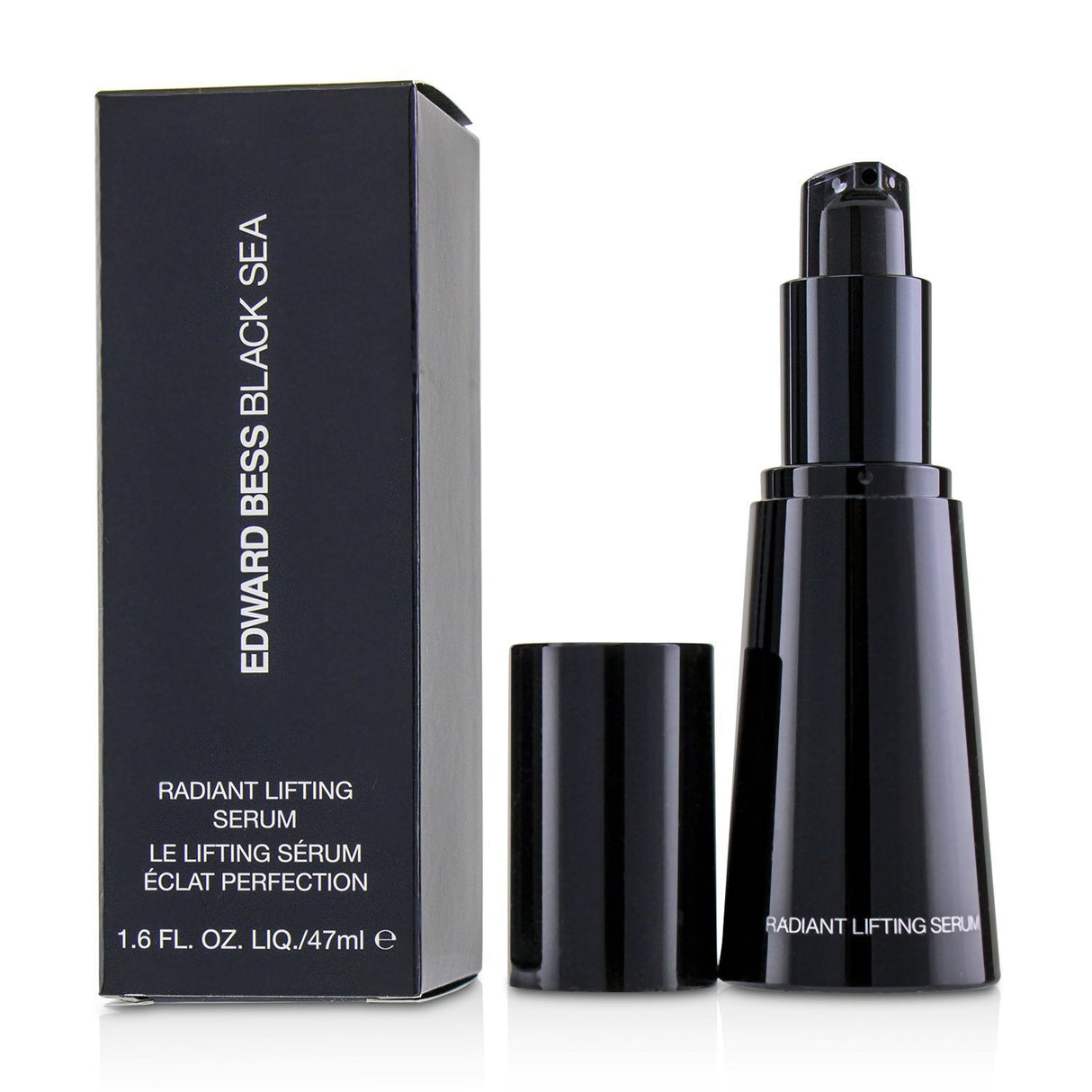 Luxurious Edward Bess Black Sea Radiant Lifting Serum, 47ml, revitalizes skin with marine extracts, reducing wrinkles and enhancing firmness.