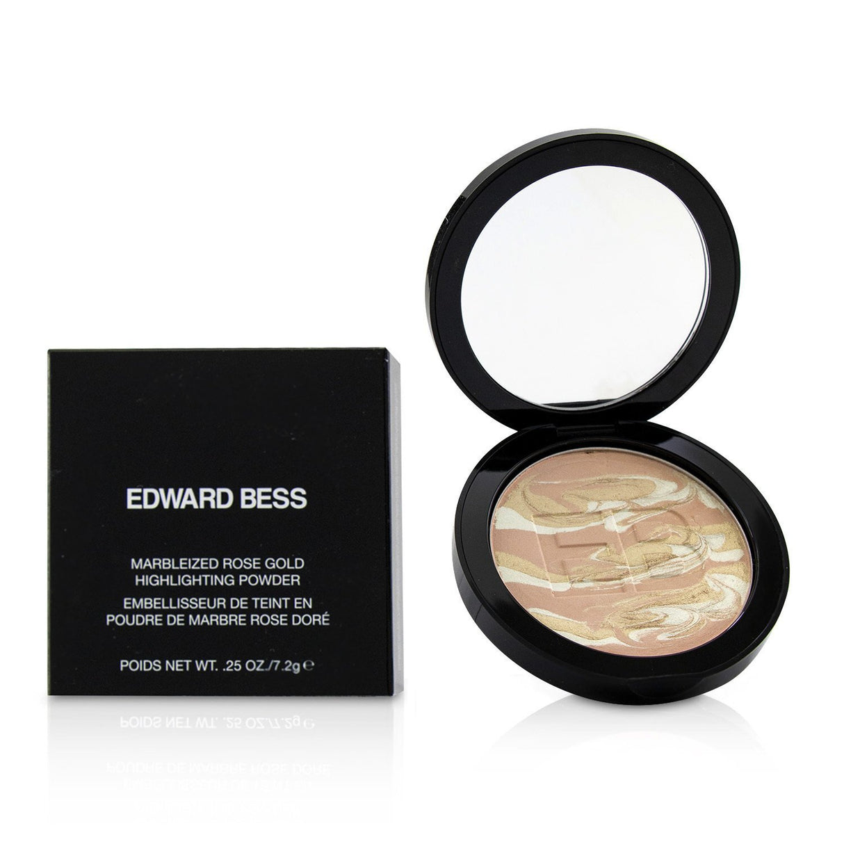 Edward Bess Marbleized Rose Gold Highlighter in 7.2g, featuring a luminous blend for a flawless complexion and elegant glow.