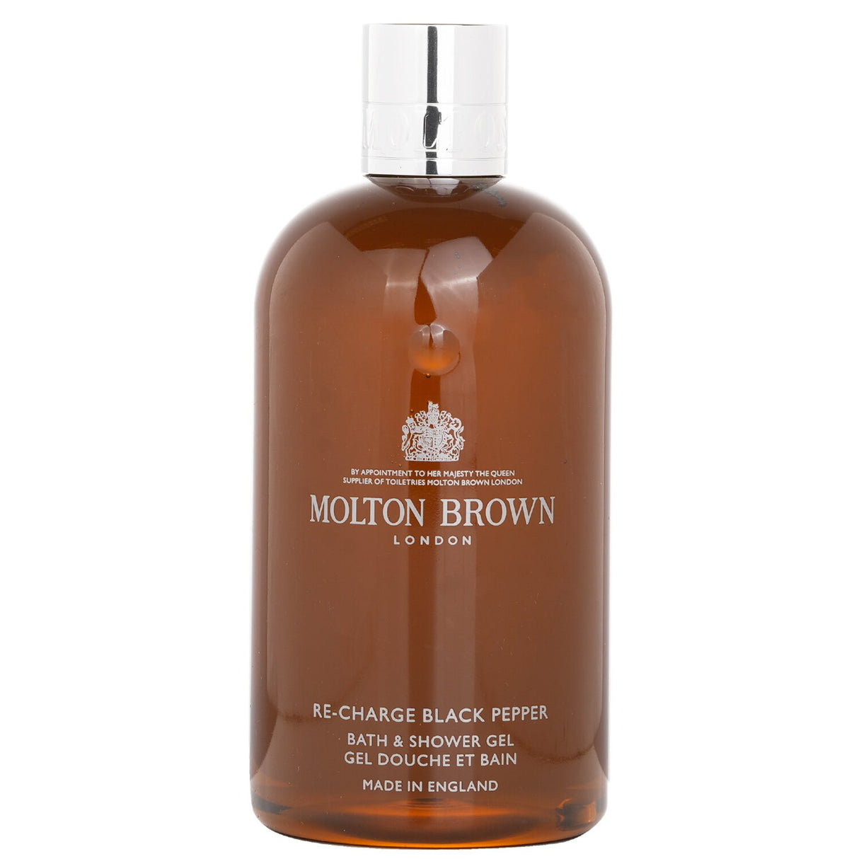 Molton Brown Re-Charge Black Pepper Bath & Shower Gel, 300ml, features a spicy aroma and detoxifying Black Pepper Oil for revitalizing cleansing.