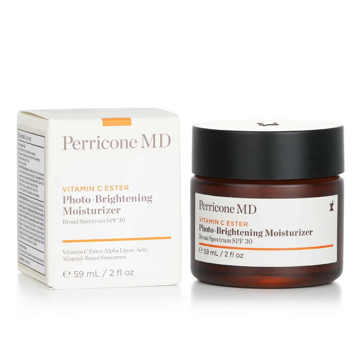Perricone MD Vitamin C Ester moisturizer in 59ml, brightens skin, reduces fine lines, and offers SPF 30 protection.