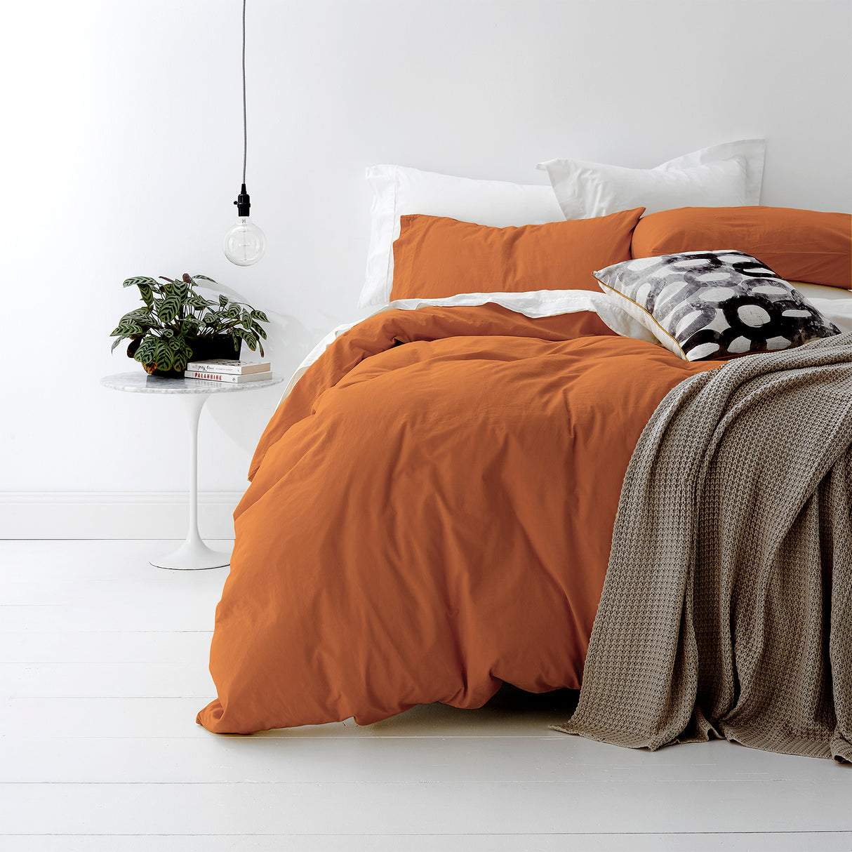 Park Avenue European Vintage Washed Cotton Quilt / Duvet Cover Set Queen Auburn