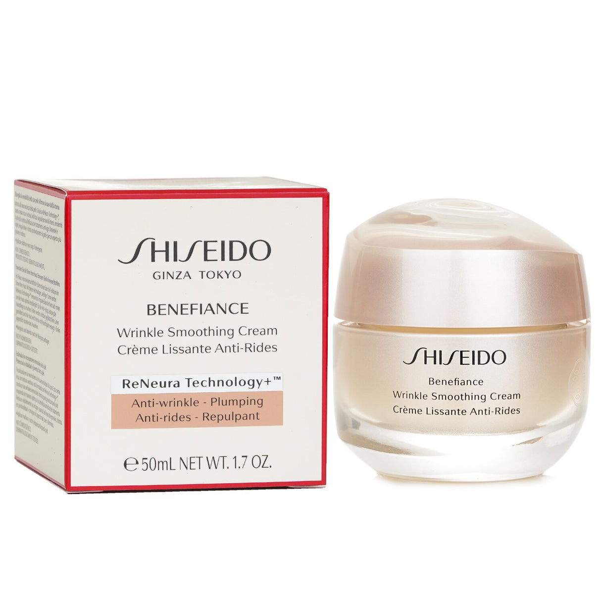 Luxurious Shiseido Benefiance Wrinkle Smoothing Cream in 50ml, targets wrinkles for smooth, radiant, youthful skin.