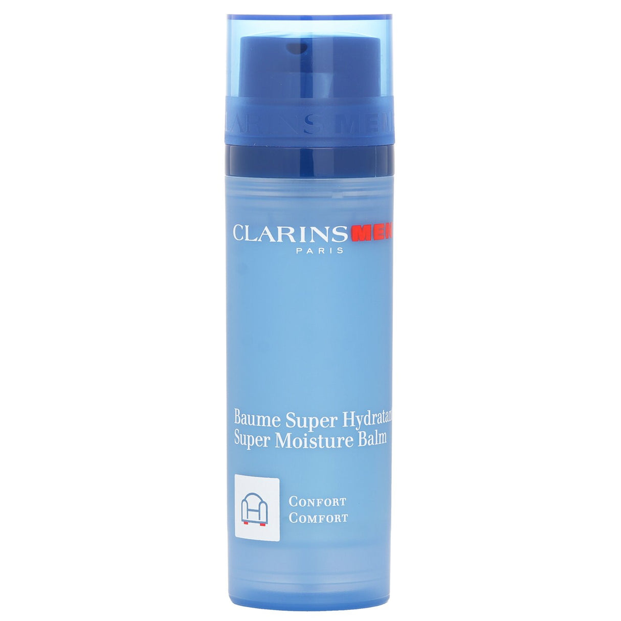 Clarins Men Super Moisture Balm in new packaging, offering hydration and soothing relief for all skin types.