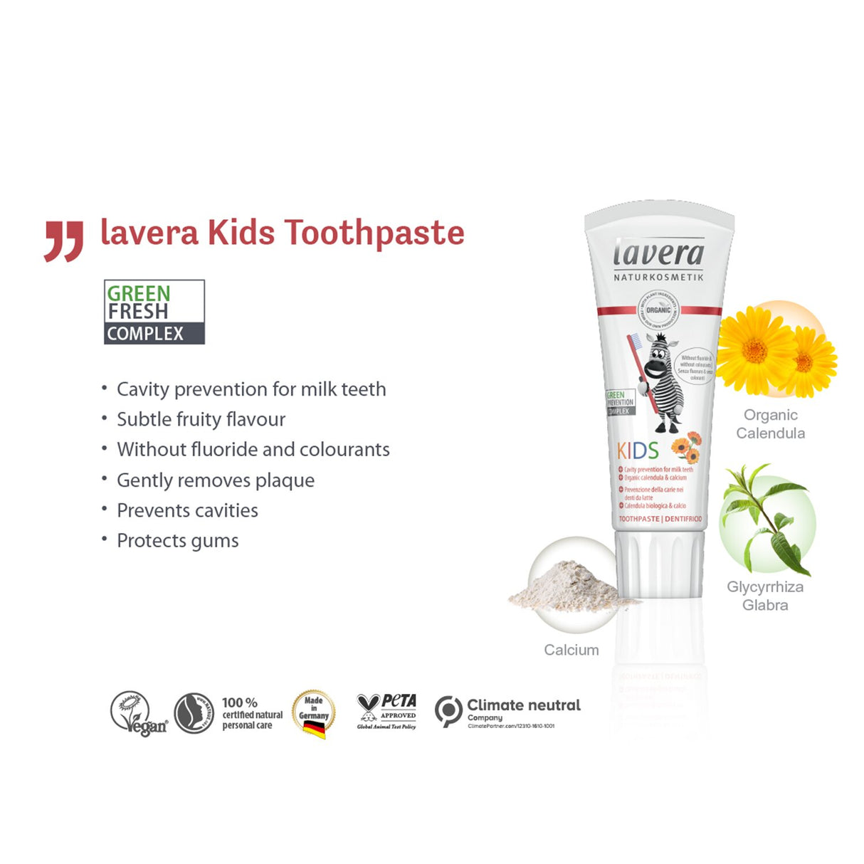 Lavera - Toothpaste for Kids - With Organic Calendula & Calcium - 75ml/2.5oz