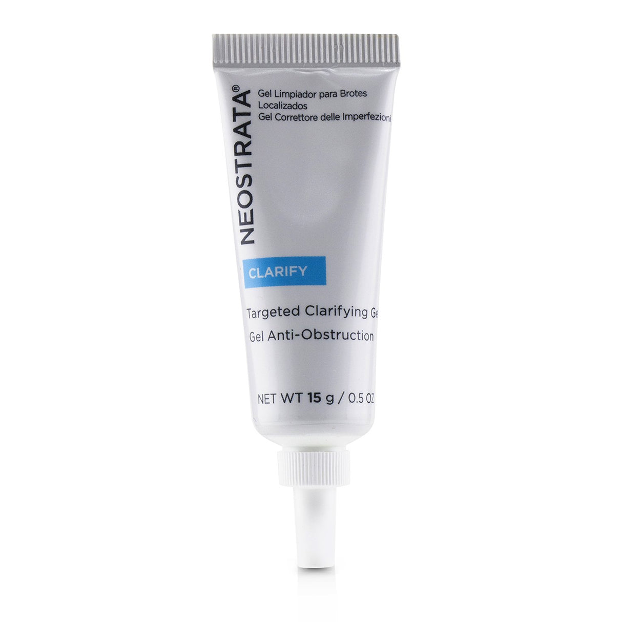 Neostrata Targeted Clarifying Gel in 15g tube for oily skin, featuring AHA and Salicylic Acid to clear blemishes and pores.
