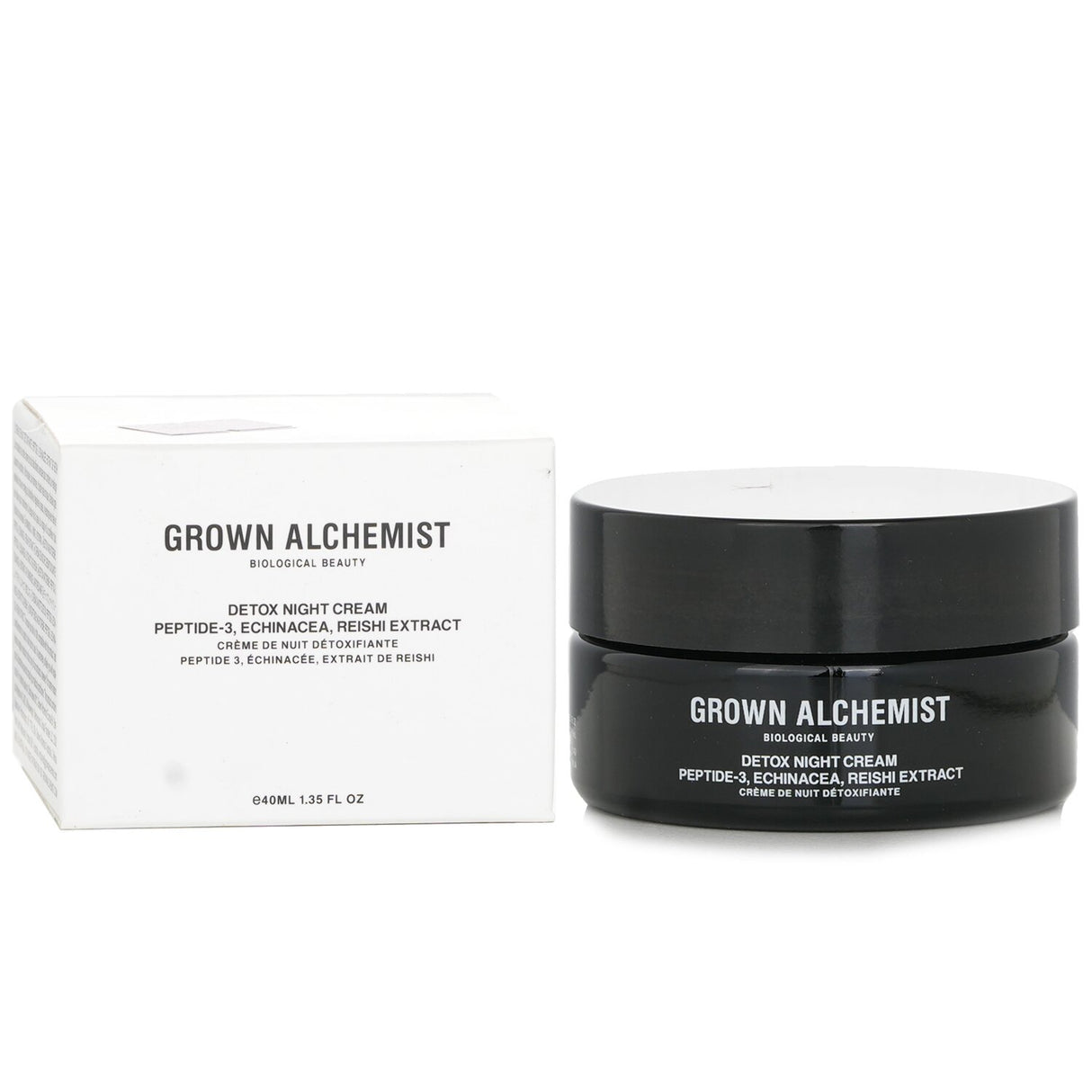 Grown Alchemist Detox Night Cream featuring Peptide-3, Echinacea, and Reishi for rejuvenated, hydrated, and radiant skin overnight.