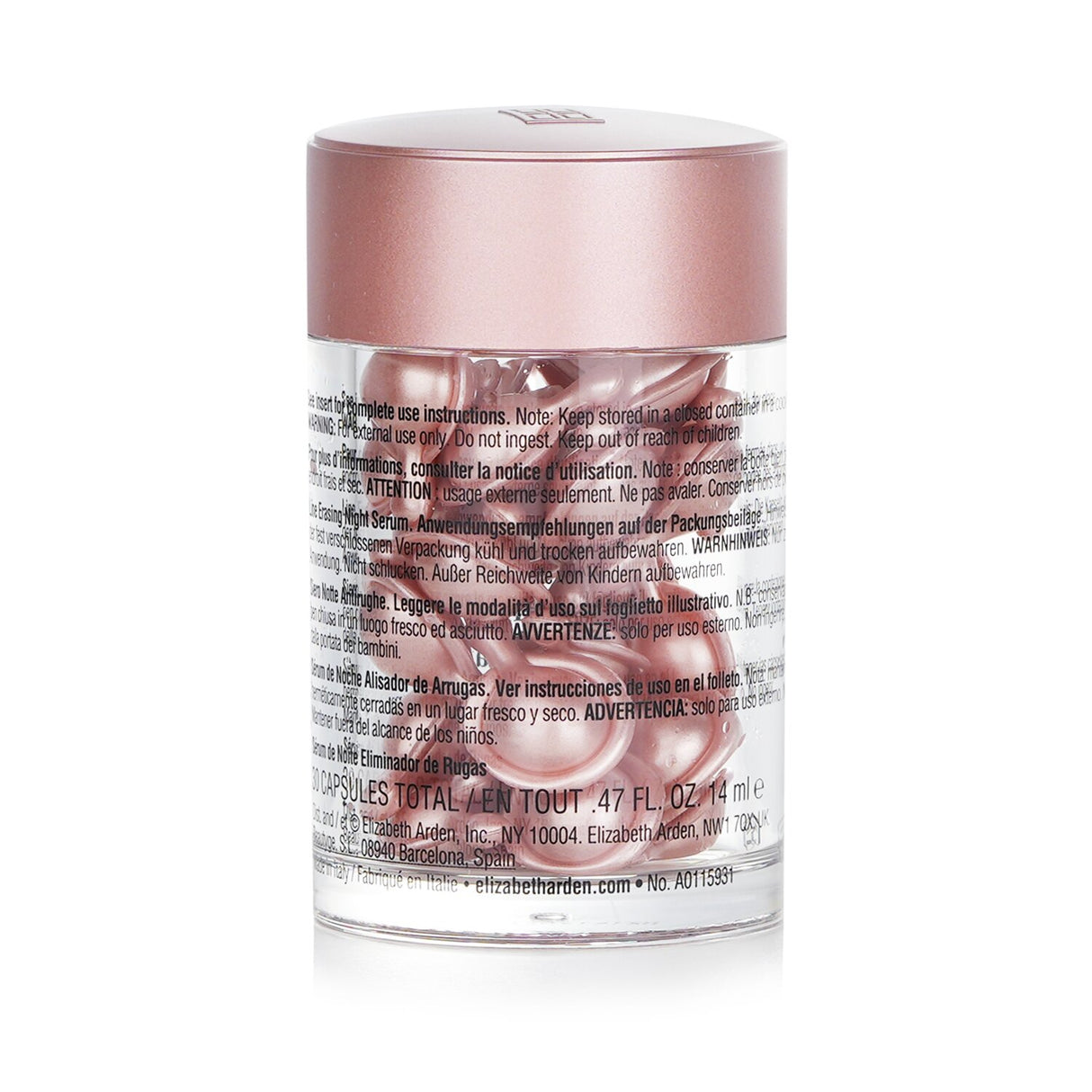 Elizabeth Arden Ceramide Retinol Capsules for night-time rejuvenation, enhancing skin texture and reducing fine lines.